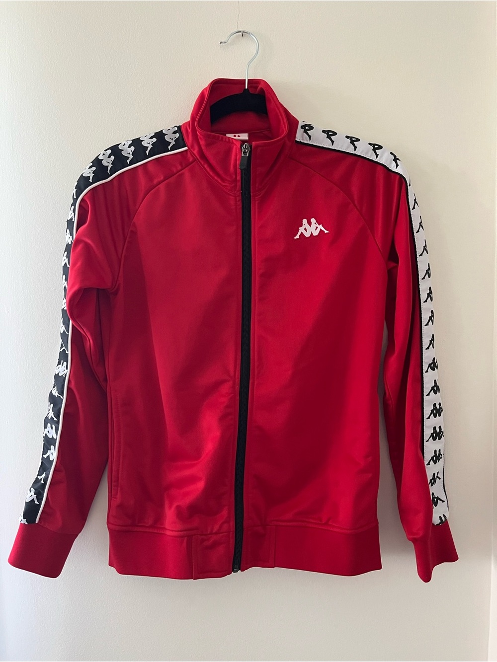Kappa 2 Piece Red Track Jacket with Logo Tape and Matching Pants Tracksuit